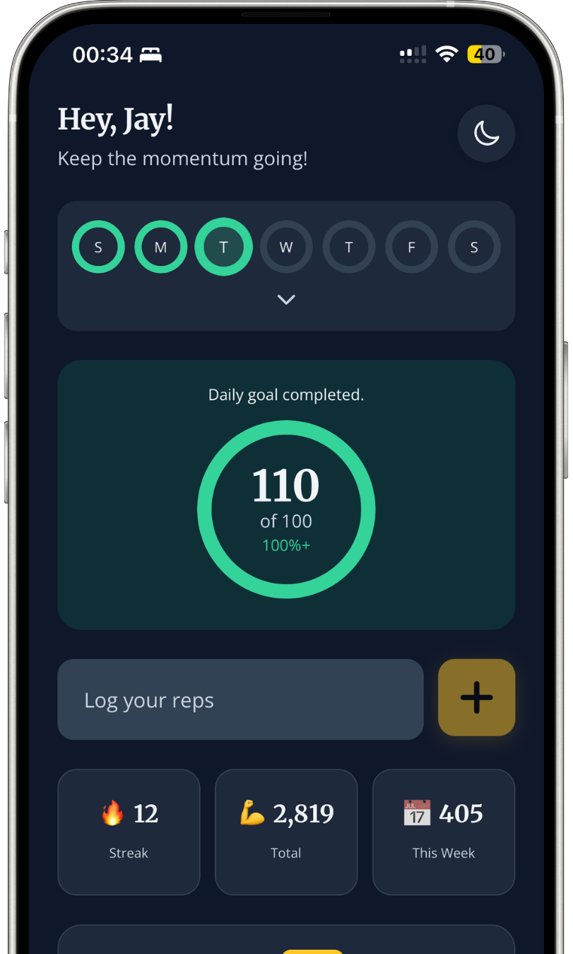 Push Challenge App Interface - Dark Mode